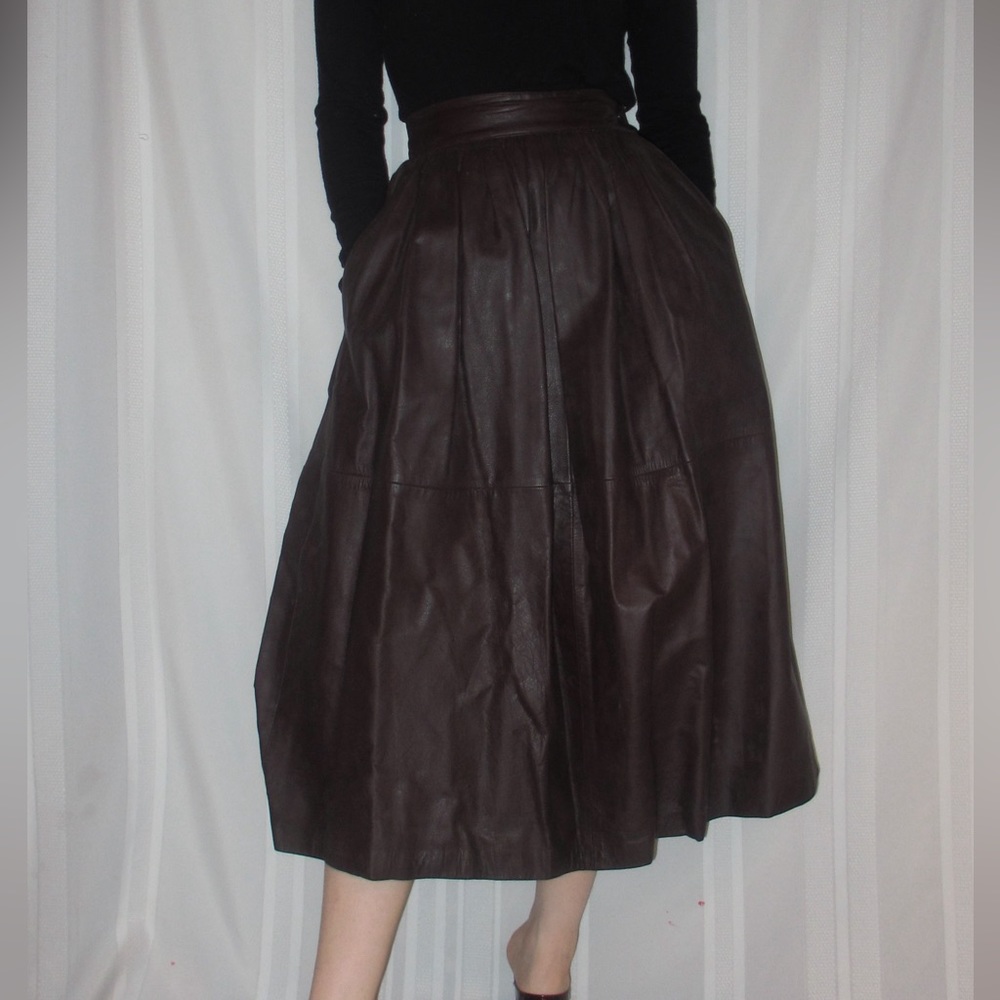 Vintage 1980s Fenn Wright & Manson Brown Leather Skirt